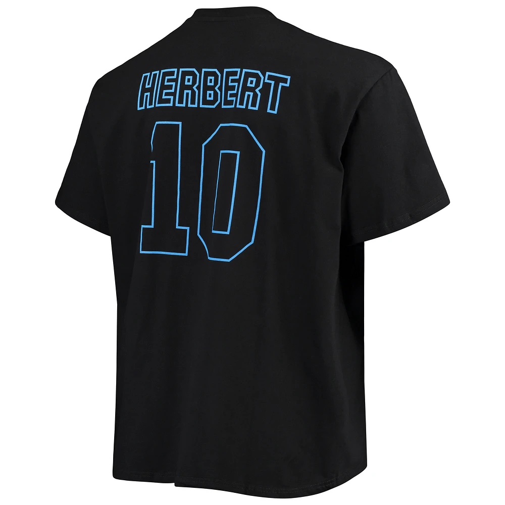 Fanatics pour hommes Justin Herbert Noir Los Angeles Chargers Big & Tall Color Pop Name Number T-shirt