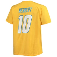 Men's Fanatics Justin Herbert Gold Los Angeles Chargers Big & Tall Player Name Number T-Shirt