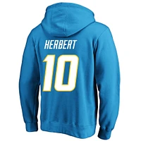 Men's Fanatics Justin Herbert Powder Blue Los Angeles Chargers Big & Tall Fleece Name Number Pullover Hoodie