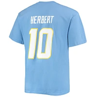 Fanatics pour hommes Justin Herbert Powder Blue Los Angeles Chargers Big & Tall T-shirt avec nom et numéro de joueur