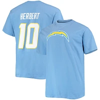 Fanatics pour hommes Justin Herbert Powder Blue Los Angeles Chargers Big & Tall T-shirt avec nom et numéro de joueur