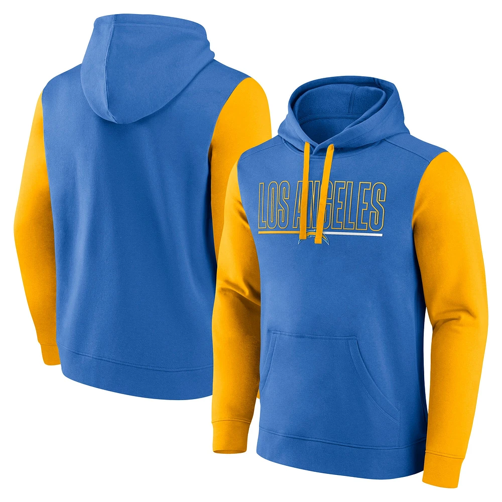 Men's Fanatics Powder Blue/Gold Los Angeles Chargers Outline Pullover Hoodie