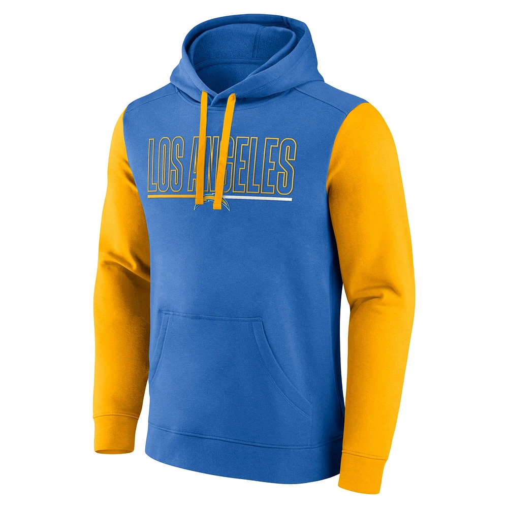 Men's Fanatics Powder Blue/Gold Los Angeles Chargers Outline Pullover Hoodie