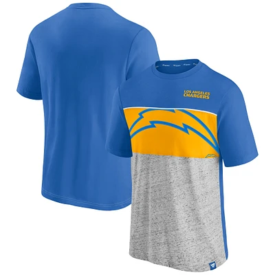 T-shirt colorblock bleu poudre fanatiques pour homme des Los Angeles Chargers