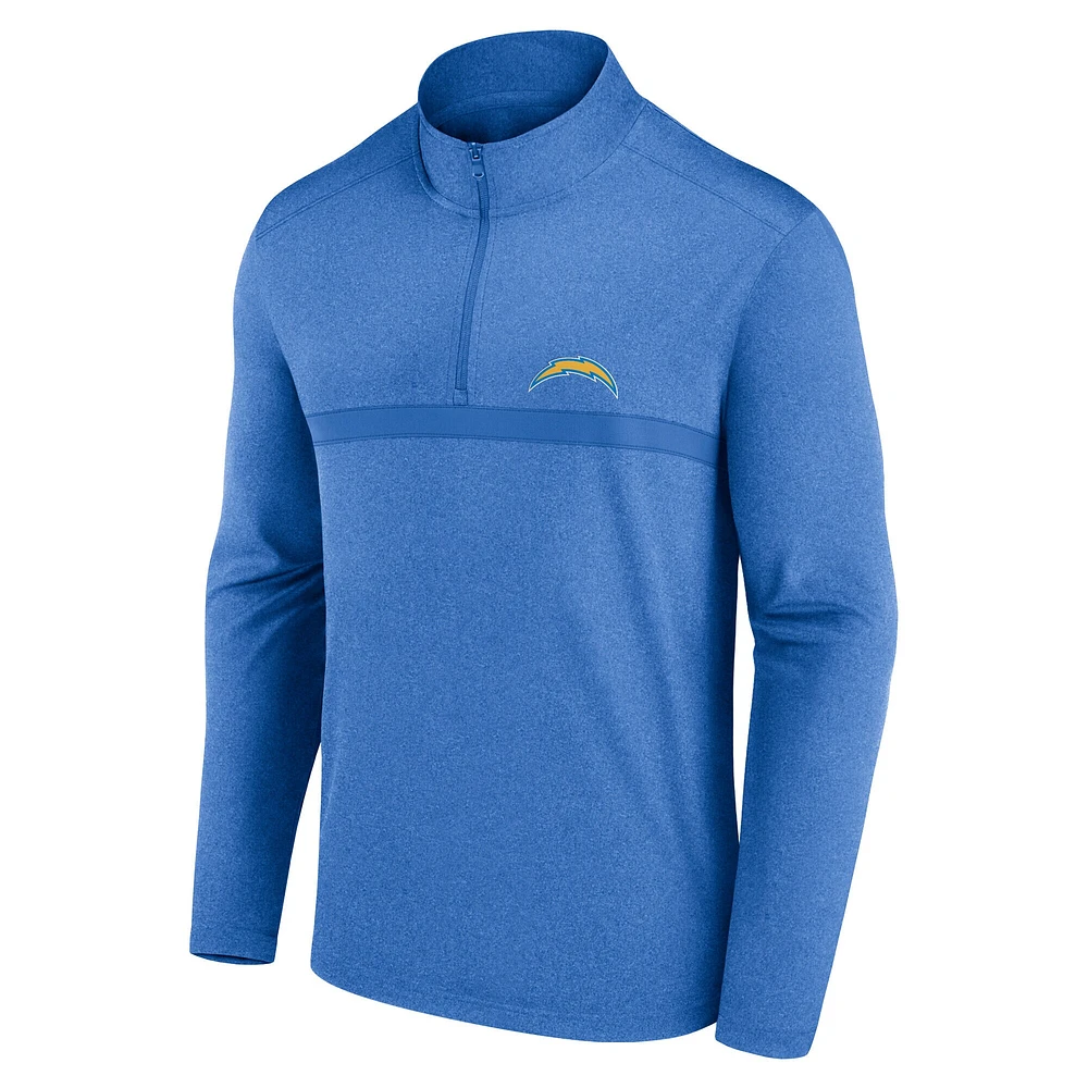 Pull zippé Fanatics bleu poudre pour homme, coupe-vent Los Angeles Chargers