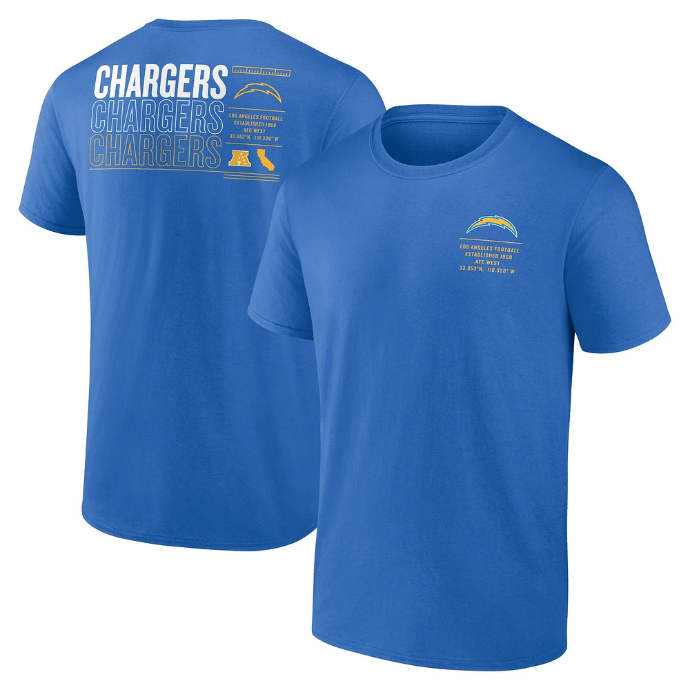 T-shirt Fanatics Powder Blue Los Angeles Chargers Repeat Stats pour hommes