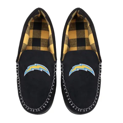 Los Angeles Chargers FOCO Team Logo Flannel Moccasin Slippers