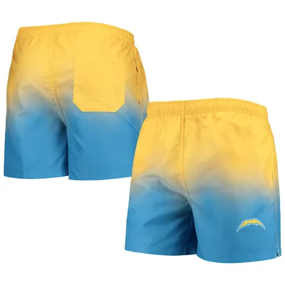 Los Angeles Chargers FOCO Dip-Dye Swim Shorts - Powder Blue/Yellow