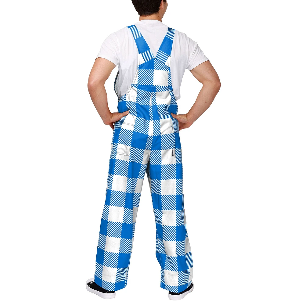 Men's FOCO  Powder Blue Los Angeles Chargers Big Logo Plaid Overalls