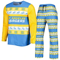 Pyjama FOCO Powder Blue Los Angeles Chargers Team Ugly pour homme