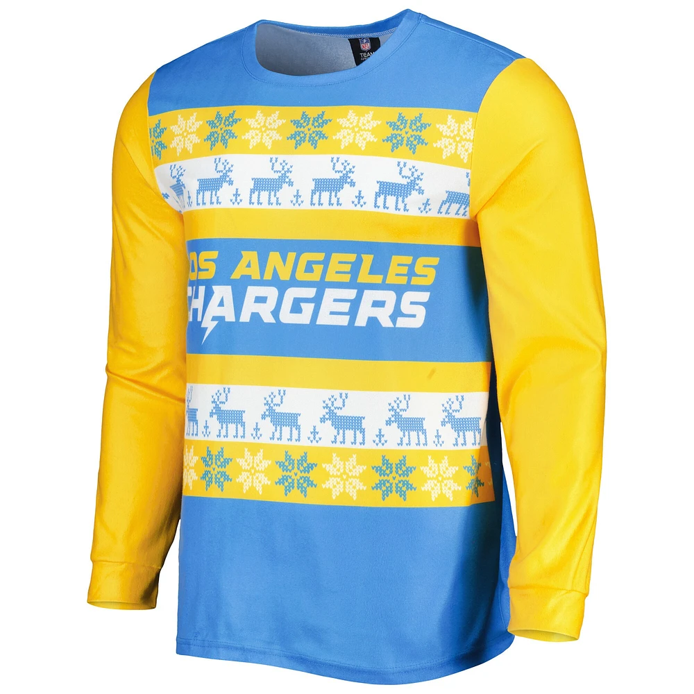 Pyjama FOCO Powder Blue Los Angeles Chargers Team Ugly pour homme