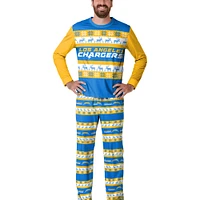 Men's  FOCO Powder Blue Los Angeles Chargers Wordmark Ugly Pajama Set