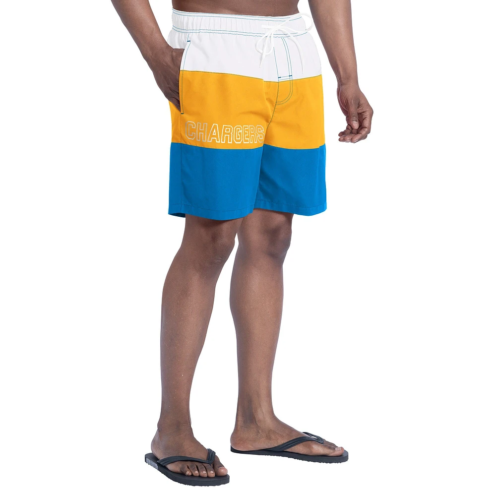 Men's G-III Sports by Carl Banks  Powder Blue/Gold Los Angeles Chargers Sunrise Volley Swim Shorts