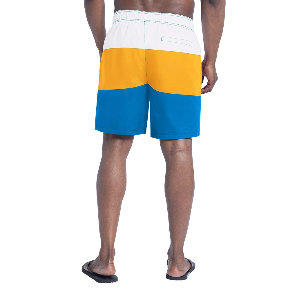 Men's G-III Sports by Carl Banks  Powder Blue/Gold Los Angeles Chargers Sunrise Volley Swim Shorts