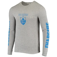 Men's Junk Food Heathered Gray Los Angeles Chargers Heavyweight Thermal Long Sleeve T-Shirt