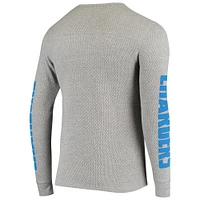 Men's Junk Food Heathered Gray Los Angeles Chargers Heavyweight Thermal Long Sleeve T-Shirt