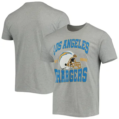 Los Angeles Chargers Junk Food Helmet T-Shirt - Heathered Gray