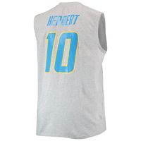 Men's Justin Herbert Heathered Gray Los Angeles Chargers Big & Tall Player Name Number Muscle Tank Top