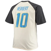 Men's Justin Herbert Oatmeal Los Angeles Chargers Big & Tall Player Name Number Raglan T-Shirt