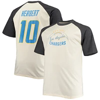Men's Justin Herbert Oatmeal Los Angeles Chargers Big & Tall Player Name Number Raglan T-Shirt