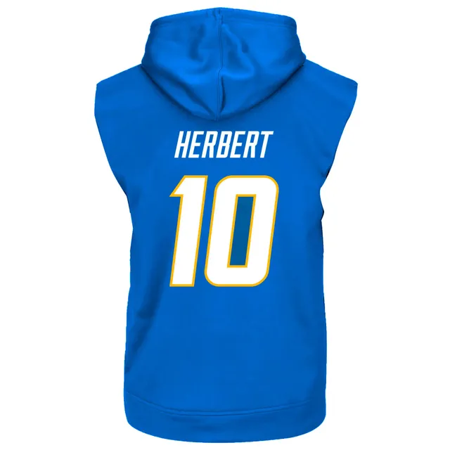 Fanatics Branded Men's Justin Herbert Powder Blue Los Angeles Chargers Big & Tall Fleece Name & Number Pullover Hoodie