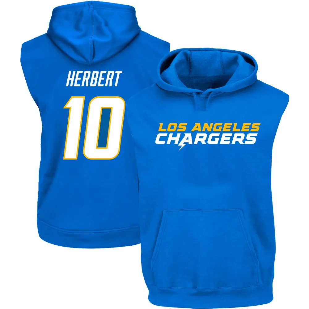 Fanatics Branded Men's Justin Herbert Powder Blue Los Angeles Chargers Player Icon Name and Number T-Shirt - Powder Blue