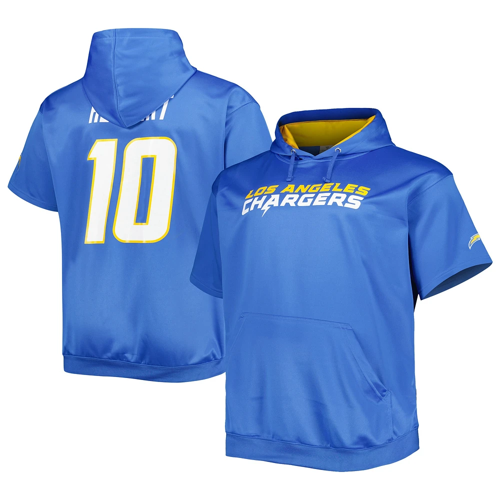 Men's Justin Herbert Powder Blue Los Angeles Chargers Big & Tall Short Sleeve Pullover Hoodie