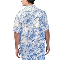 Chemise boutonnée de fête à imprimé Monstera délavé au sable des Chargers Los Angeles Margaritaville pour hommes