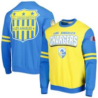 Men's Mitchell & Ness Gold Los Angeles Chargers All Over 2.0 Pullover Sweatshirt