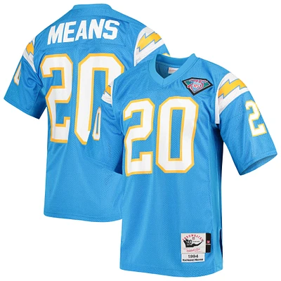 Mitchell & Ness Natrone Means Powder Blue Los Angeles Chargers 1994 Maillot de joueur retraité authentique Throwback pour hommes