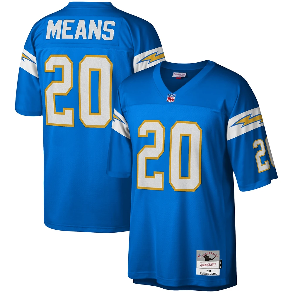 Maillot réplique Mitchell & Ness Natrone Means Powder Blue Los Angeles Chargers Legacy pour hommes