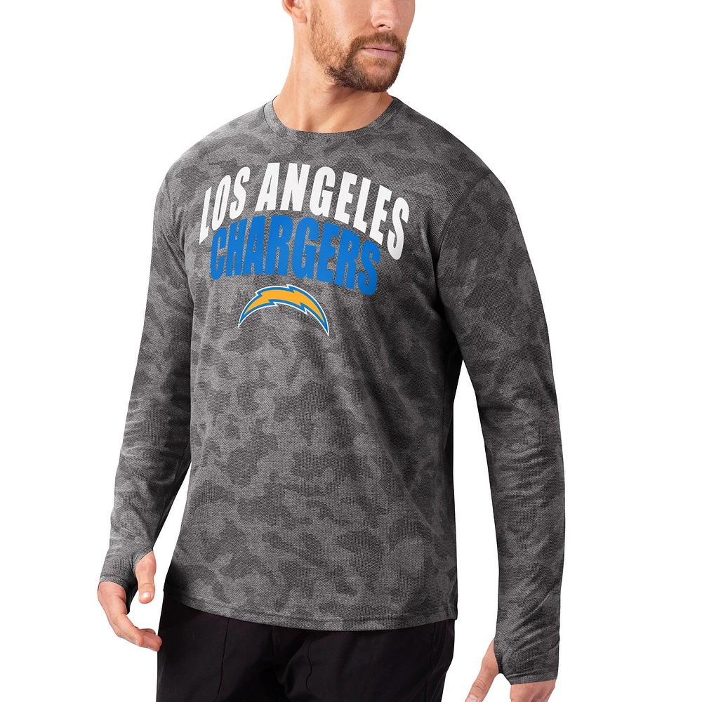 Men's MSX by Michael Strahan Black Los Angeles Chargers Camo Performance Long Sleeve T-Shirt