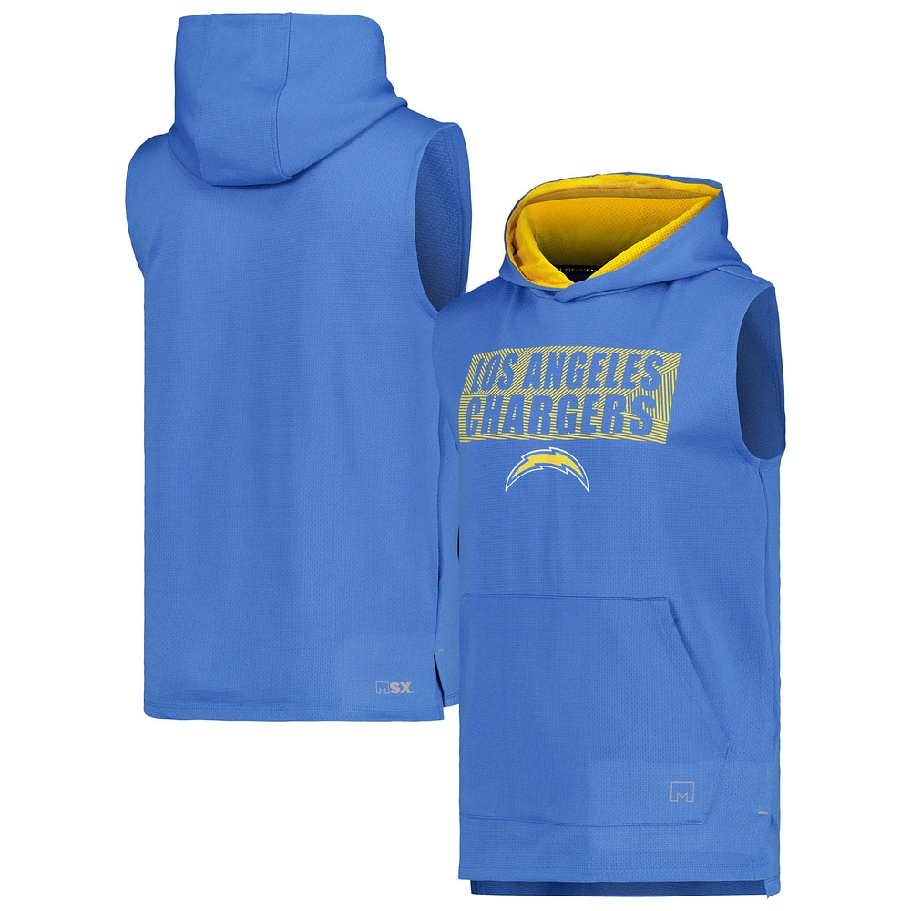 Men's MSX by Michael Strahan Powder Blue Los Angeles Chargers Marathon Sleeveless Pullover Hoodie