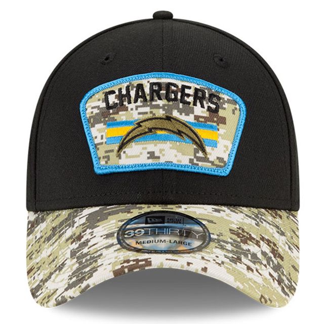 Casquette flex 39THIRTY Los Angeles Chargers 2021 Salute To Service New Era pour homme, noir/camouflage