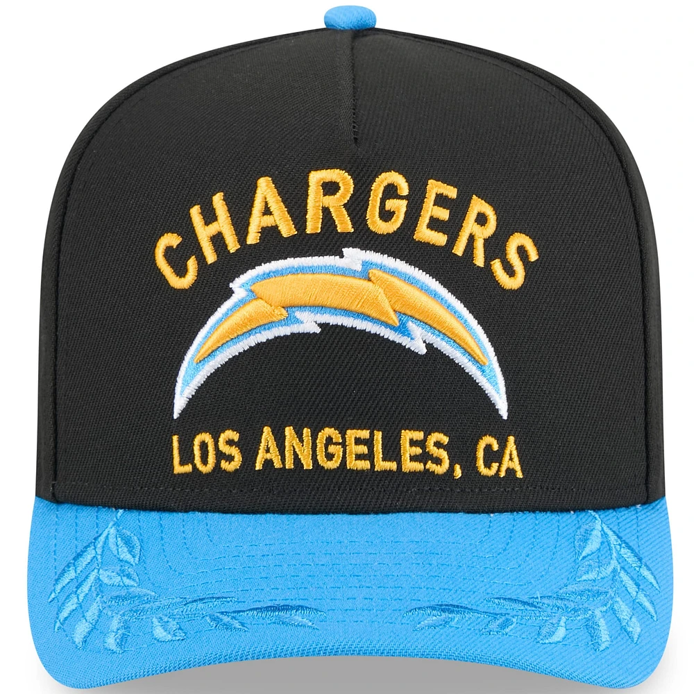 Men's New Era Black/Powder Blue Los Angeles Chargers 2025 NFL Draft 9FIFTY A-Frame Snapback Hat