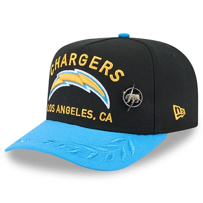 Casquette ajustée New Era 59FIFTY noire/bleu poudre pour homme, Los Angeles Chargers, draft NFL 2025, On Stage