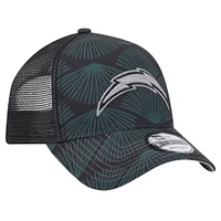 Men's New Era Black Los Angeles Chargers Agave Trucker 9FORTY Adjustable Hat