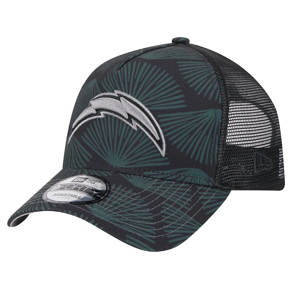 Men's New Era Black Los Angeles Chargers Agave Trucker 9FORTY Adjustable Hat