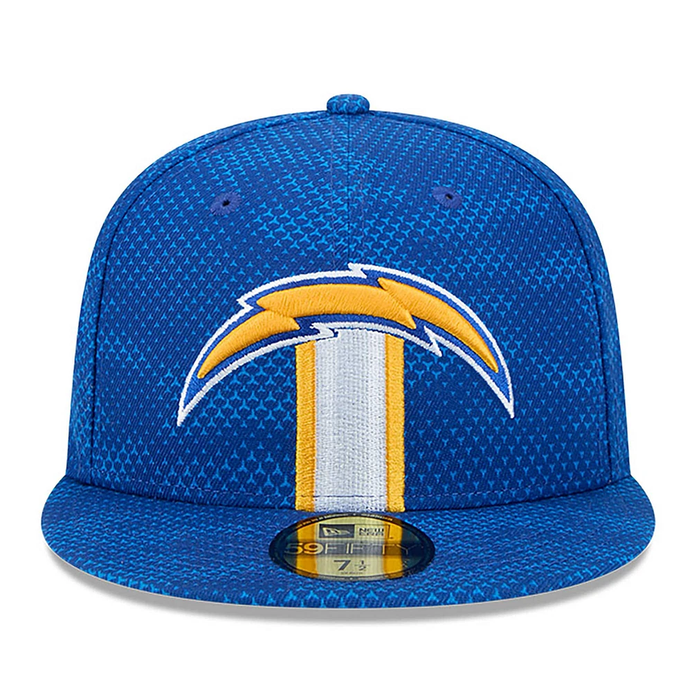 Casquette ajustée 59FIFTY Los Angeles Chargers 2024 Sideline New Era bleue pour homme