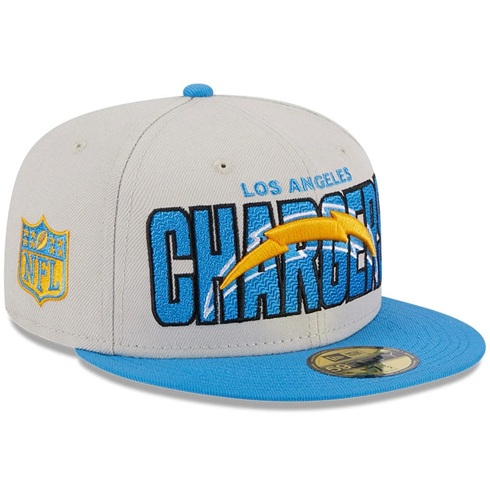 Men's New Era Cream Los Angeles Chargers 2023 NFL Draft On Stage 59FIFTY Fitted Hat