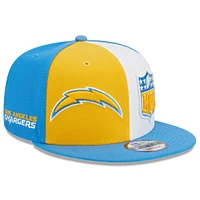 Casquette Snapback 9FIFTY Sideline Los Angeles Chargers 2023 Sideline New Era pour homme, or/bleu poudré