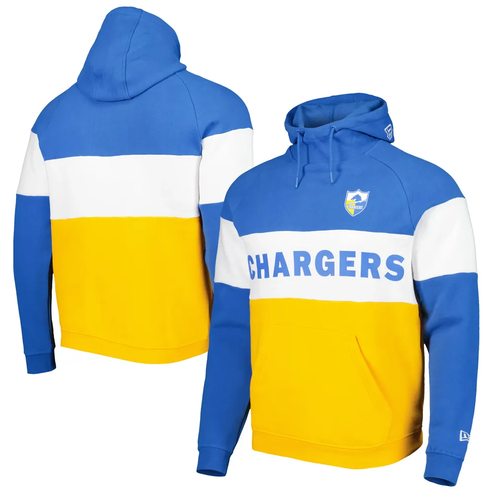 Sweat à capuche avec blocs de couleurs Los Angeles Chargers New Era pour homme, or/bleu poudré