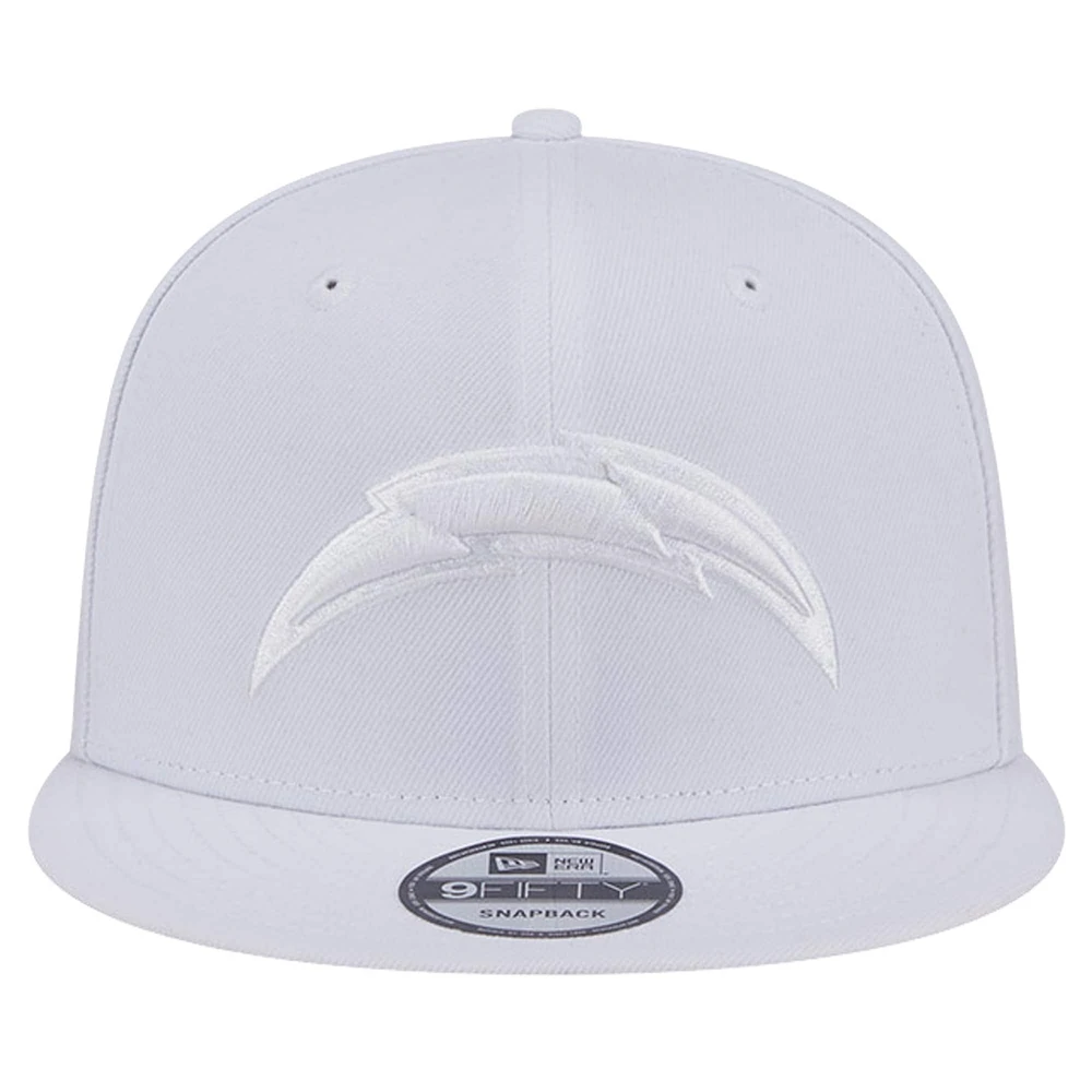 Men's New Era Los Angeles Chargers Main White on White 9FIFTY Snapback Hat