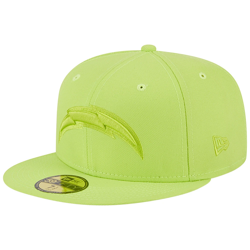 Men's New Era Neon Green Los Angeles Chargers Color Pack Brights 59FIFTY Fitted Hat