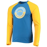 Men's New Era Powder Blue/Gold Los Angeles Chargers League Raglan Long Sleeve T-Shirt