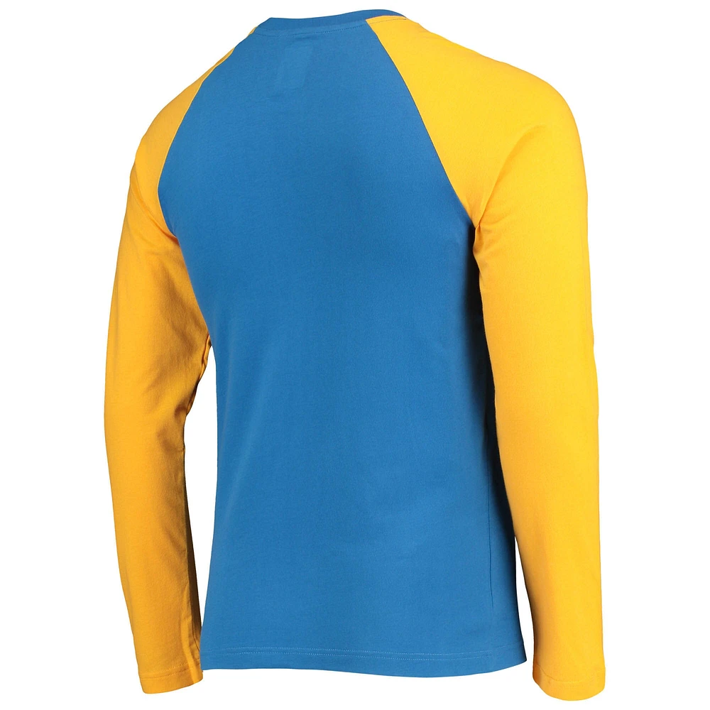 Men's New Era Powder Blue/Gold Los Angeles Chargers League Raglan Long Sleeve T-Shirt