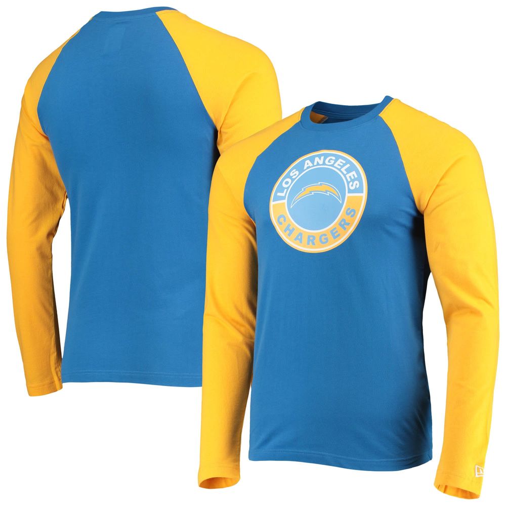 Men's New Era Powder Blue/Gold Los Angeles Chargers League Raglan Long Sleeve T-Shirt