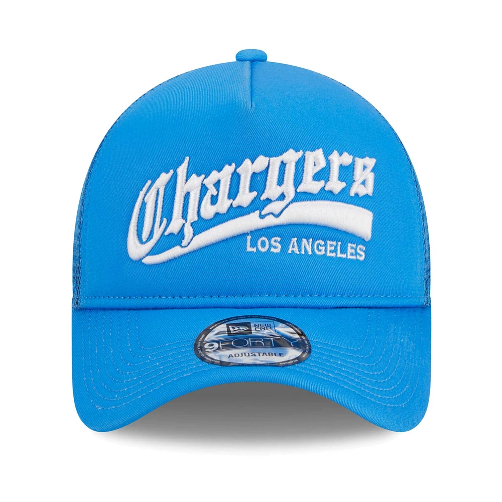 Casquette réglable New Era Los Angeles Chargers Caliber Trucker 9FORTY bleu poudré pour hommes