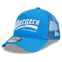 Casquette réglable New Era Los Angeles Chargers Caliber Trucker 9FORTY bleu poudré pour hommes