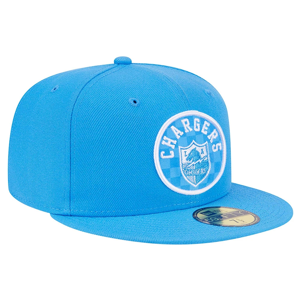 Casquette ajustée à carreaux 59FIFTY bleu poudre Los Angeles Chargers de New Era pour homme